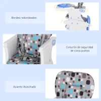 HOMCOM Trona para Bebés 2 en 1 para 6 Meses a 6 Años Transformable en Mesa y Silla Multifuncional Ajustable en 3 Posiciones Respaldo Alto Acolchado con 2 Bandejas Extraíbles 57x59x105 cm Azul(m-7)