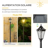 Outsunny Luminaire solaire extérieur lampadaire sur pied lampadaire classique LED en aluminium étanche ;uminosité réglable(m-5)