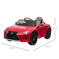 HOMCOM Kinderauto von Lexus Kinderfahrzeug für 3-6 Jahre Elektroauto mit MP3 Musik Rot 106 x 43 x 44 cm(m-3)