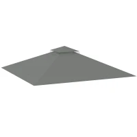 Outsunny 3x3(m) Replacement Gazebo Canopy, Double Tier Roof Top for Garden, Patio, Outdoor, Grey (TOP ONLY)(m-10)
