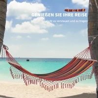 Outsunny Stabhängematte Hängematte wetterfest UV-beständig 2 x 1 m bis 120KG Baumwoll-Polyester-Mischung Bunt(m-6)