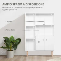 HOMCOM Mobiletto Libreria con Piedini in Legno di Pino Bianco 80x23.5x123cm(m-4)