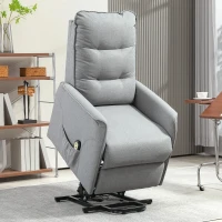 HOMCOM Aufstehsessel, Recliner-Sessel mit Aufstehhilfe, elektrischer Relaxsessel mit Fernbedienung, Seitentasche, Grau(m-9)