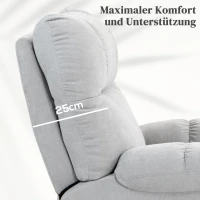 HOMCOM Aufstehhilfe Seniorensessel, Liegefunktion, inkl. Fernbedienung, 144 cm x 91 cm x 88 cm, Hellgrau(m-8)