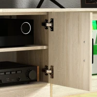 HOMCOM Mueble de TV Moderno Mueble de TV para Salón con Luces LED RGB y Estantes de Vidrio Abiertos 180x35x45 cm Roble(m-9)