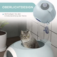 PawHut Katzentoilette mit Dachfenster, Katzenklo mit Bodenschale, mit Schaufel, Tragbar, PP ABS, See-Blau, 47 x 55 x 44 cm(m-5)