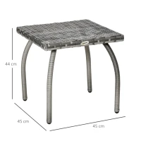 Outsunny Tavolino in Rattan Sintetico, Tavolino da Esterno Piccolo, per Giardino, Terrazzo Impermeabile Grigio 45x45x44cm(m-3)