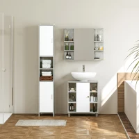 kleankin Specchiera Bagno a Parete con Anta e Mensole Laterali in Legno, 80x19.8x64cm(m-9)