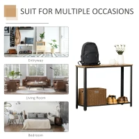 HOMCOM Industrial Console Table，Entryway Table w/Bottom Mesh Shelf Metal Frame Vintage Sofa Table for Hallway, Living Room, Rustic Brown(m-6)