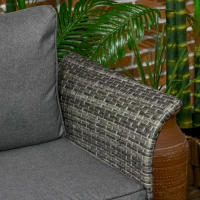 Outsunny Set da Giardino 4 Pezzi in Rattan e Acciaio con Tavolino da Caffè a 2 Livelli, Divano e 2 Sedie(m-7)