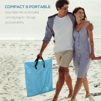 Outsunny Set of Two Metal Frame Beach Chairs, with Reclining Backs - Blue(m-5)