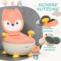 ZONEKIZ Töpfchen für Kinder 0,5 bis 3 Jahre, rutschfest, Innentopf, Spritzschutz, Fuchs-Design, 34,5 x 35 x 23 cm(m-4)