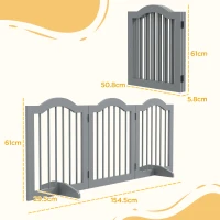 PawHut 3 Panels Dog Gate w/ Support Feet Fence Safety Barrier Freestanding Wood Light Grey(m-3)