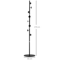 HOMCOM Coat Rack Free Standing Hall Tree with 8 Round Disc Hooks for Clothes, Hats,Purses, Steel Entryway Coat Stand with Marble Base for Entryway, Living Room, Bedroom, Black(m-3)