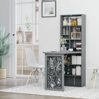 HOMCOM Schreibtisch Esstisch klappbar mit 6 Fächer Bücherregal mit 3 Regale Computertisch Bürotisch E1 Spanplatte Metallrahmen Dunkelgrau 98 x 51 x 153 cm(m-2)