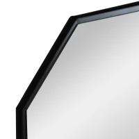 HOMCOM Specchio da Parete Ottagonale in Metallo con Mensola in Legno, 61x61cm Nero(m-8)