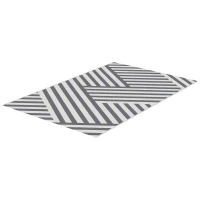 Outsunny Outdoor Wendeteppich, wasserfest, gestreift, 182x274cm, Grau/Creme(m-1)