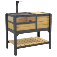 PawHut Wooden Tortoise House, with Shelter, Run, Shelf, Lamp Holder, Tray(m-1)