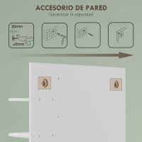 HOMCOM Espejo de Baño Moderno Espejo de Pared Rectangular con 4 Estantes de Almacenamiento para Maquillaje 45x15x58,5 cm Blanco(m-6)