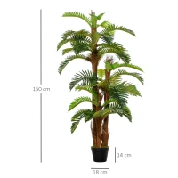 Outsunny Set of 2 Artificial Plant Tropical Fern in Pot, Fake Plants for Home Indoor Outdoor Decor, 150cm, Green(m-3)