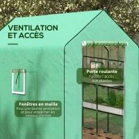 Outsunny Bâche de remplacement pour serre de jardin 140 x 213 x 190 cm avec fenêtre, porte anti-UV pour le jardin - Vert(m-6)