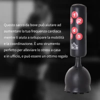 HOMCOM Sacco da Boxe da Terra, Sacco da Pugile per Adulti e Bambini, Fit Boxe Arti Marziali (50x50x165cm)(m-5)