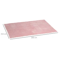 HOMCOM Flannel Fleece Blanket for Sofas, All-Season Fluffy Warm Throw Blanket for Bed, Couch, Chair, Striped Reversible Travel Bedspread, Double Size, 203 x 152cm, Pink(m-3)