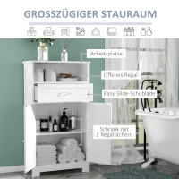 kleankin Badezimmerunterschrank mit 1 Regal und 1 Schublade, wasserabweisende Oberfläche, 60 cm x 30 cm x 108,8 cm, Weiß(m-4)