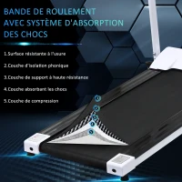 HOMCOM Tapis de course Fitness électrique pliable - 1 à 10 Km/h - écran LCD multifonctions - puissance 500 W - noir et blanc(m-8)