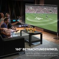 HOMCOM Projektionsleinwand Filmleinwand 295 x 41,5 x 212 cm Kunststoff Weiß(m-4)