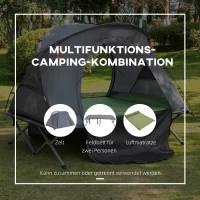 Outsunny Campingbett mit Zelt erhöhtes Feldbett für 2 Person Kuppelzelt mit Luftmatratze inkl. Tragetasche Grau 200 x 146 x 159 cm(m-4)