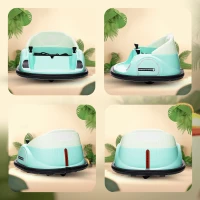 AIYAPLAY 360° Rotation Kids Bumper Car, 12V Waltz Car with Remote Control, Dual Joystick, Music, Lights, Green(m-9)