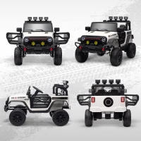 AIYAPLAY Coche Eléctrico para Niños de +3 Años con Batería 12V Mando a Distancia Faros LED Bocina Música Blanco(m-9)