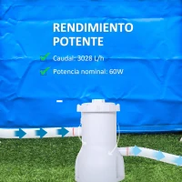Outsunny Depuradora de Filtro 3028 L/h para Piscina hasta 15.000 L Bomba de Filtro con Mangueras de 32 mm Ø18x28 cm Blanco(m-4)