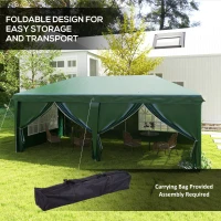 Outsunny 3 x 6m Pop-Up Gazebo, with Curtain Walls and Windows - Dark Green(m-5)
