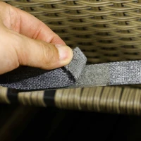 Outsunny 4-tlg. Gartenmöbelset, Rattanoptik, 2x Sofa, 2x Hocker, frei kombinierbar, Sitzkissen, dunkelgrau(m-9)