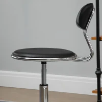 HOMCOM Tabouret à roulettes tabouret de massage pivotant 360° - ergonomique avec dossier - hauteur assise réglable 43,5-59 cm - revêtement synthétique noir et métal chromé(m-9)