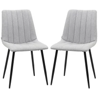 HOMCOM Dining Chairs Set of 2, Modern Kitchen Chairs with Linen-touch Upholstery and Steel Legs for Living Room, Bedroom, Grey(m-11)