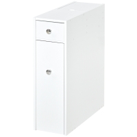 HOMCOM Mueble Auxiliar de Baño Estrecho con 2 Cajones y Compartimiento Superior con Tapa para Lavabo 17x48x58 cm Blanco