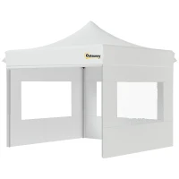 Outsunny Faltpavillon Pavillon Gartenzelt mit Seitenwänden Pop-up-Zelt wasserdicht Gartenpavillon Weiß 300 x 300 x 320 cm(m-8)