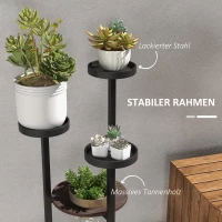 Outsunny Blumenständer, 5 Etagen, für Innen & Außen, Stahl+Tannenholz, 28x28x87cm, Braun/Schwarz(m-5)