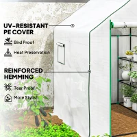 Outsunny 143 x 140cm Walk-In Greenhouse, with Accessories - White(m-5)