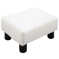 HOMCOM Sitzhocker Hocker mit Kunstleder Moderner Fußhocker Kunstlederhocker Ottomane für Schlafzimmer, Wohnzimmer, Weiß(m-6)
