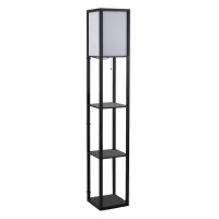 HOMCOM Lampadaire étagère 26L x 26l x 160H cm 3 étagères 4 Niveaux MDF Noir(m-10)