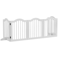 PawHut Hunde-Absperrgitter, 5 Paneele, klappbar, flexibel, Massivholz/MDF, 254,5x29,5x61 cm, Weiß