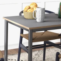 HOMCOM Dining Table w/Steel Frame，Kitchen Table for 4 People，75H x 120L x 70Wcm，Minimalistic Style for Living Room, Dining Room Grey(m-8)