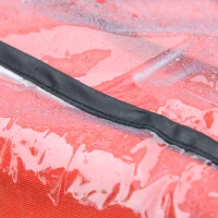 PawHut One-Click Foldable Pet Travel Stroller with Rain Cover, Cat Dog Pushchair with Universal Front Wheels, Shock Absorber, Storage Bags, Mesh Window, Safety Leash for Large and Medium Dogs (Red)(m-9)