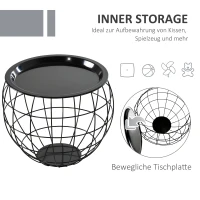 HOMCOM Couchtisch-Set 3-teilig, abnehmbare Tischplatte, Stahlrahmen, Schwarz glänzend, verschiedene Größen(m-6)