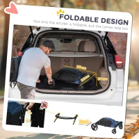 PawHut Dog Stroller 4 Wheels Pet Trolley Carrier Mesh Windows for Medium Large Dogs Traveling Blue(m-5)