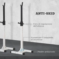 HOMCOM Porta Bilanciere Universale in Acciaio, Altezza Regolabile su 12 Livelli, Carico Massimo 150kg(m-5)
